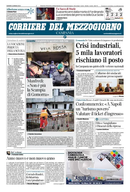 Prima-pagina-corriere del mezzogiorno-del-2025-01-03